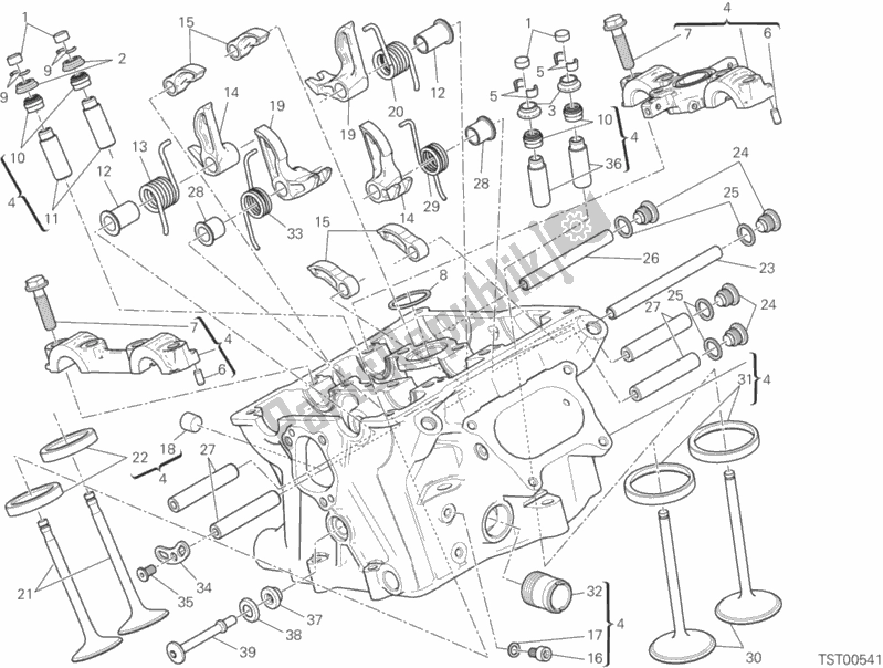 Alle onderdelen voor de Verticale Kop van de Ducati Superbike 1299S ABS USA 2017